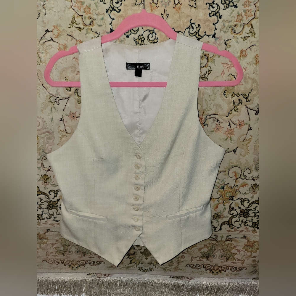B. Tru Beige Button Up Vest Top